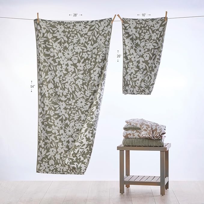 SKL Home Bedford Floral 100% Cotton Premium 2-Piece Hand Towel Set, 600 GSM