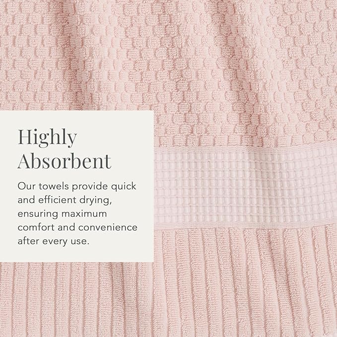NY Loft 100% Cotton 6 Piece Bath Towel Set | Pink Towels | Soft & Absorbent