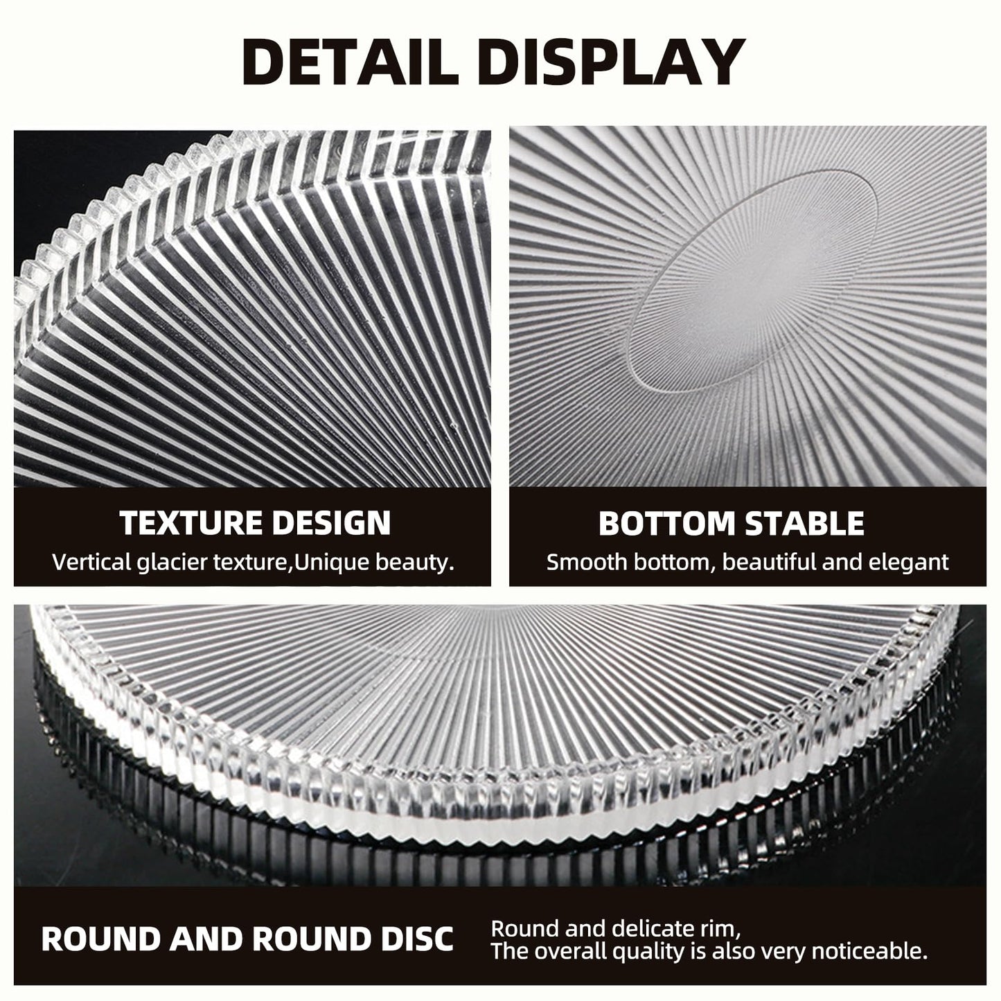 Decorative Round Glass Tray 10.5 Inch, Modern Crystal Serving Platter, Elegant Glass Plate for Home Décor, Coffee Table, Vanity or Kitchen
