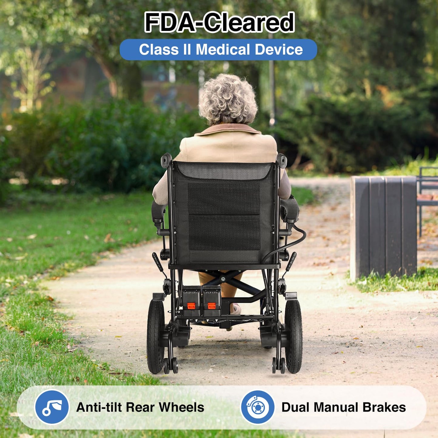 Zurcheel SLB30 Electric Wheelchairs for Adults, Lightweight Foldable Motorized Wheelchair with Removable Battery Liftable Armrest Airline Approved(30 Lbs, Grey)