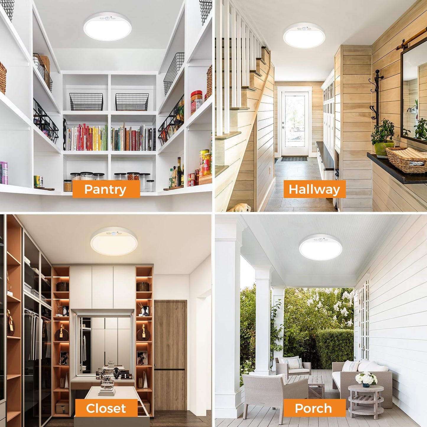 slochi LED Ceiling Light with Motion Sensor, 3000K-4000K-6500K & 100W Equivalent Motion Sensor Lights Indoor, 18W 1800LM 18cm Bathroom Ceiling Light for Bath,Porch,Stairs,Garage