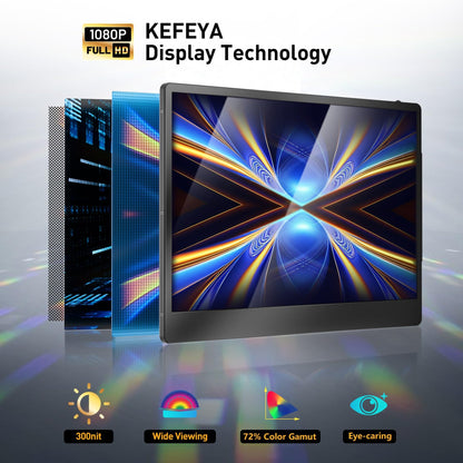 KEFEYA Laptop Screen Extender, 14.2" Portable Triple Monitor for Laptop with Full HD IPS Display, Monitor Extender Compatible with Mac, Windows, Chrome, Fits 13-17 Inch Laptops