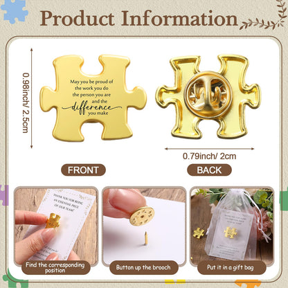Solsew 25 Sets Teacher Appreciation Gift Bulk for Employees Puzzle Piece Lapel Pin Thank You Cards for Team Nurse Volunteer Coworkers Lab Ems Cna Week Gifts Bulk (May You)