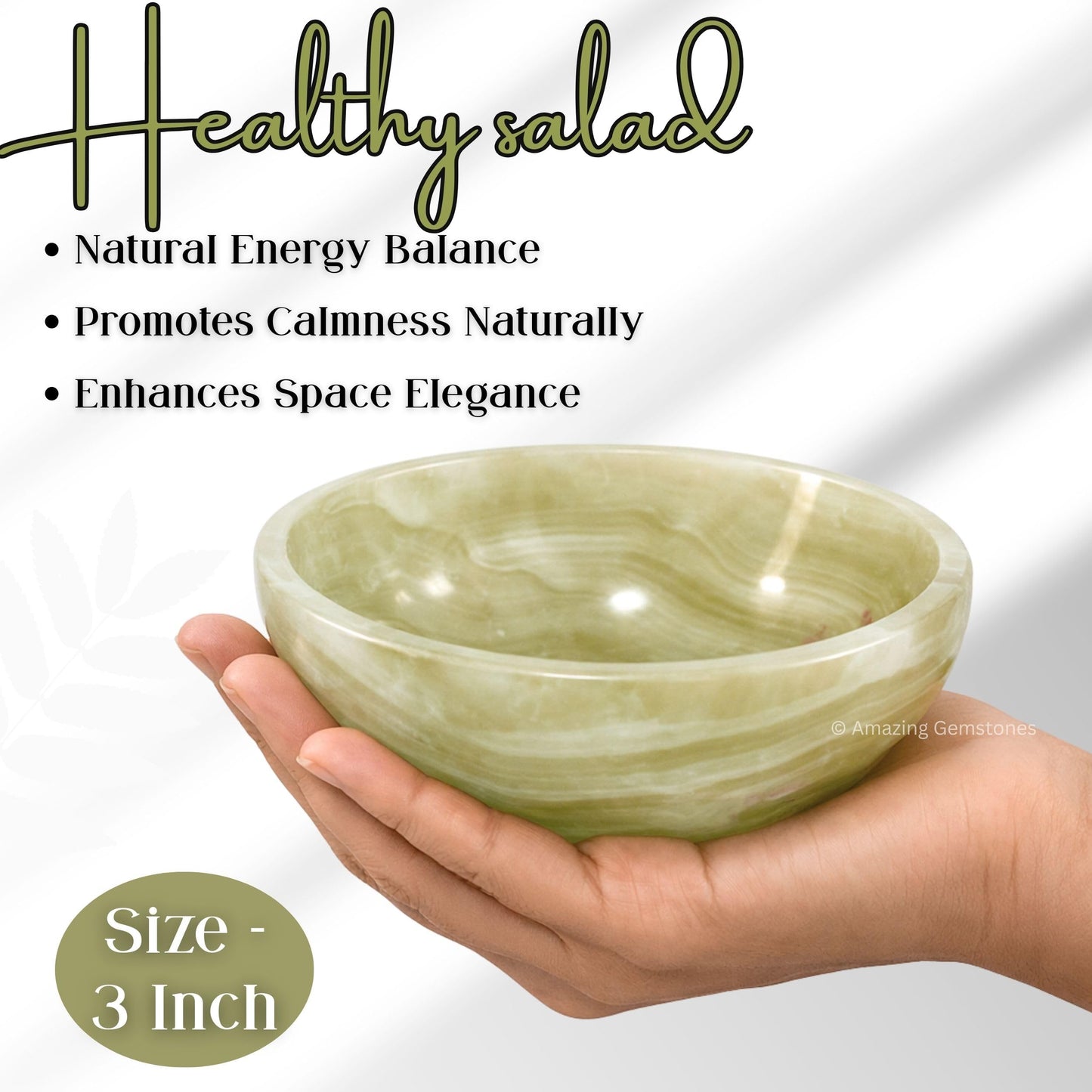 Green Onyx Crystal Bowl - 3 Inch Decorative Bowls for Room and Home Decor - Gemstone Healing Crystals for Elegant Display, Positive Energy Balance and Gift