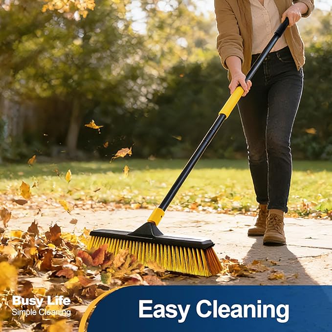 Yocada 18 Inch Push Broom Heavy-Duty Outdoor Commercial Broom Brush Stiff
