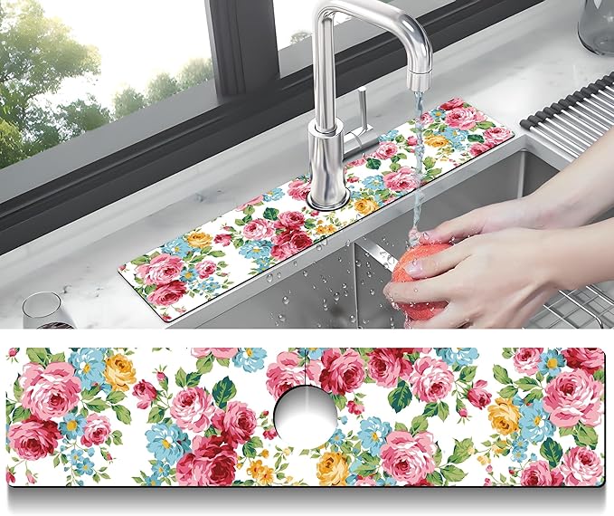 Kitchen Sink Splash Guard Faucet Mat Super Absorbent Fast Drying Mat Sink