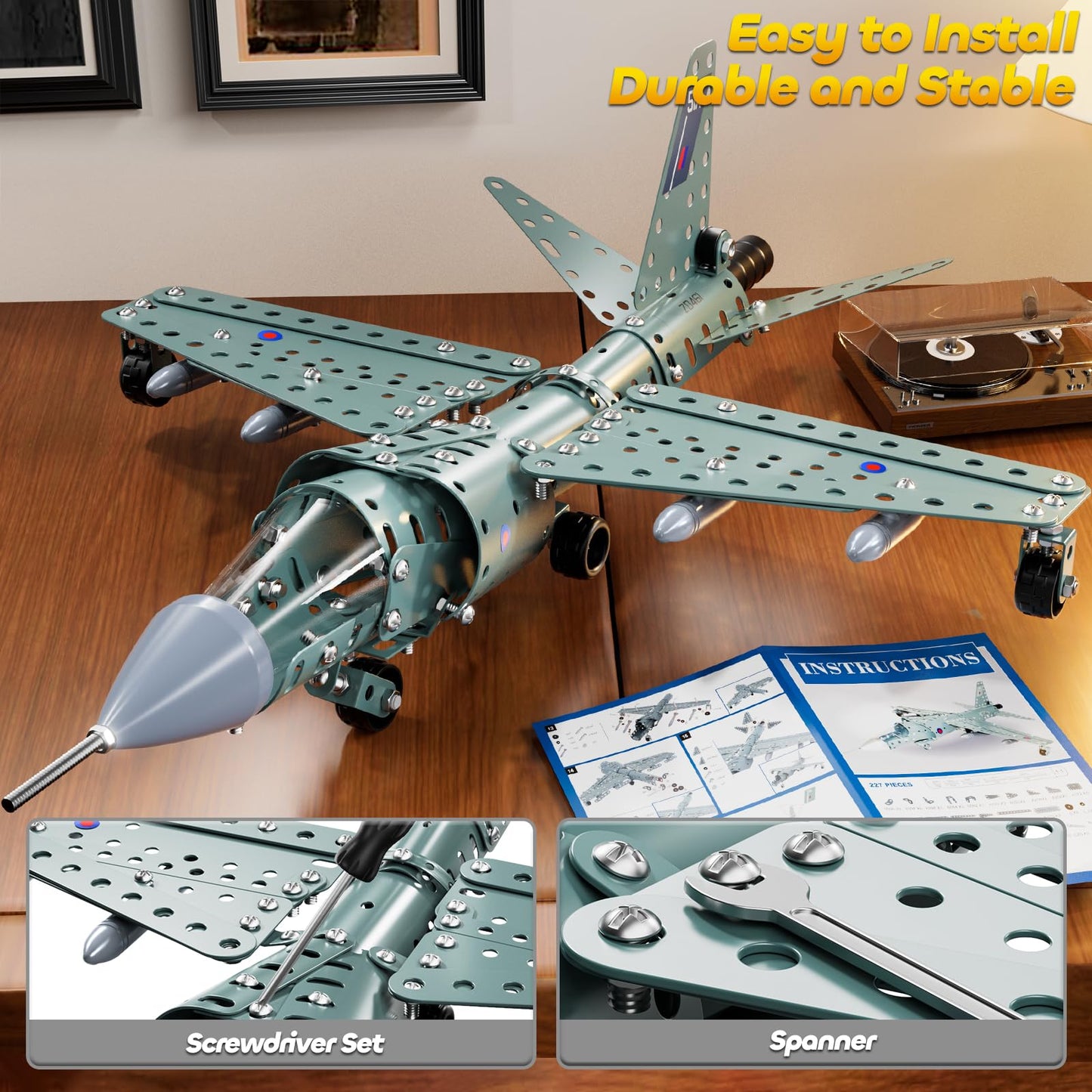 MSKOLER Building Toys Model Airplane Kits for Boys 8-12, Project Building Toys for Kids, Educational Assembly Science Kit, Airplane Toy, Birthday Gifts for Teenagers Boys Ages 8 9 10 11 12
