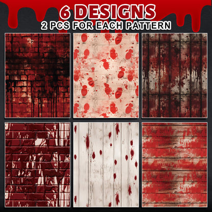 JarThenaAMCS 12 Sheets Halloween Bloody Wrapping Paper - Not Roll - Blood Splatter Brick Gift Wrap Paper Folded Flat for DIY Crafts Holiday Horror Party Supplies, 19.7 x 27.6 Inch