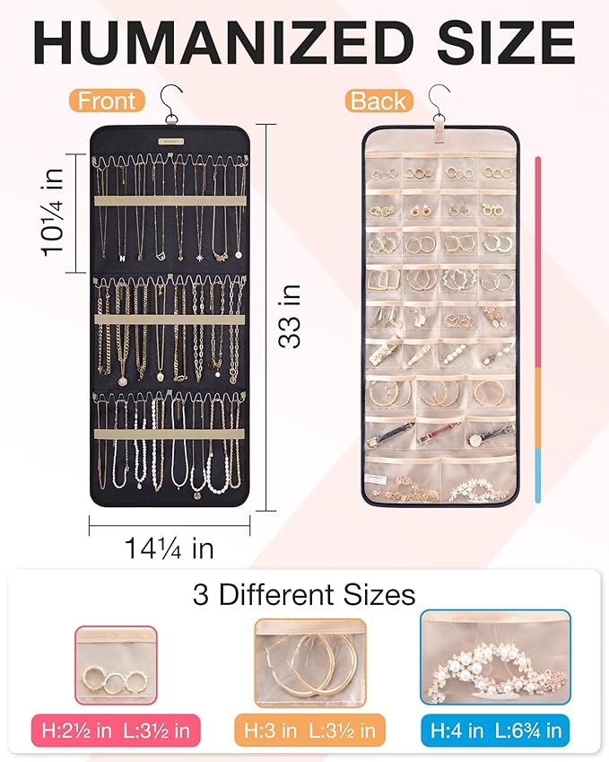 BAGSMART Hanging Jewelry Organizer Storage Roll