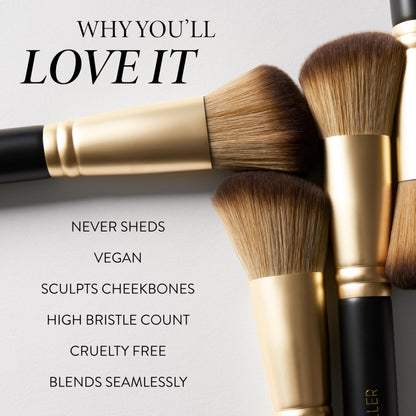 LAURA GELLER NEW YORK Retractable Black Kabuki Brush for Liquid, Cream and Powder Face Makeup With Aluminum Handle