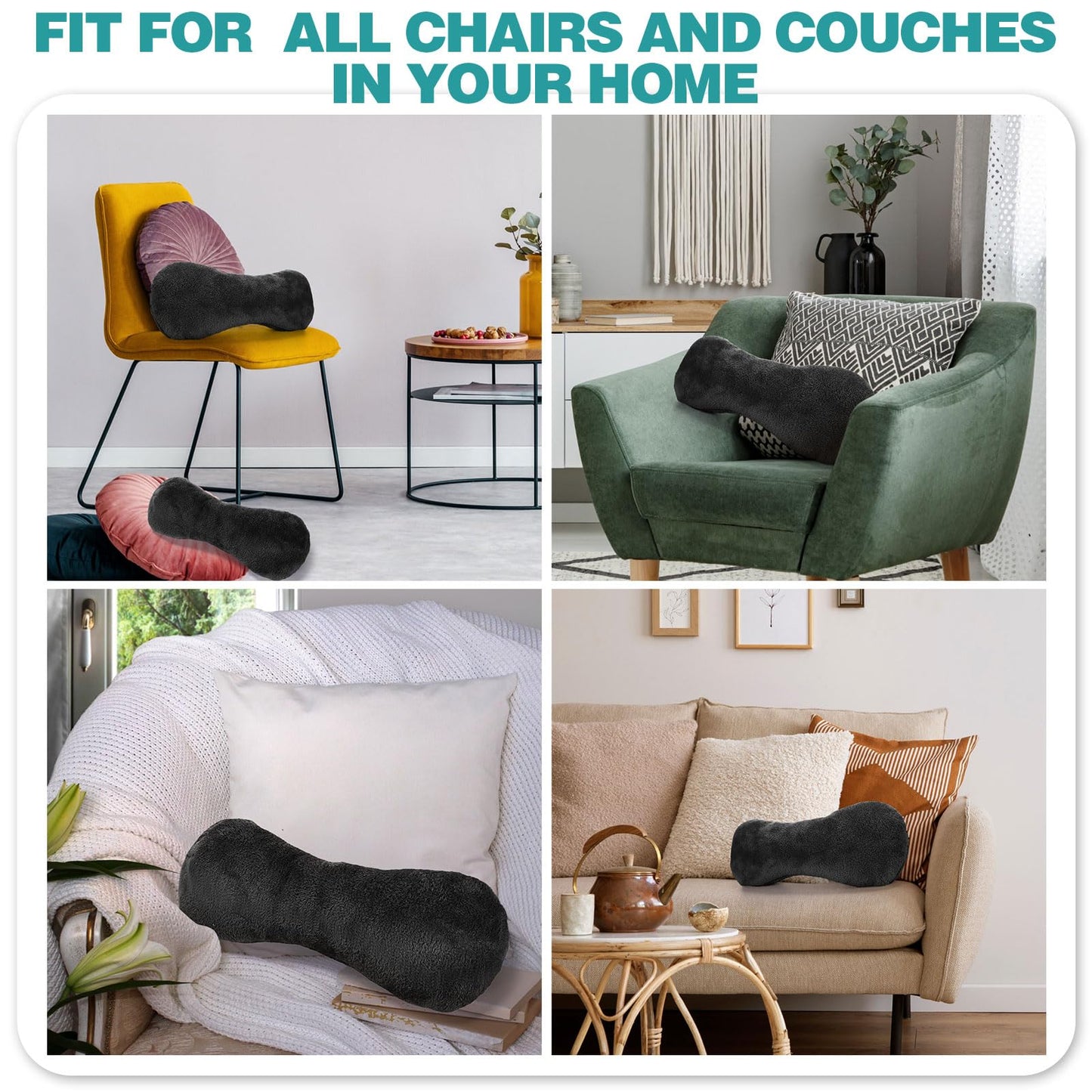 1 Pc Neck Pillow for Recliner Headrest Pillow Bone Shaped Chair Plush with Adjustable Strap Neck Support and Pain Relief Curve Head Cushion for Car Travel Airplane (Grey)