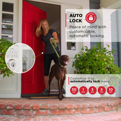 Kwikset Powerbolt 250 10-Button Keypad Satin Nickel Transitional Electronic Deadbolt Door Lock, Featuring Convenient Keyless Entry, Customizable User Codes, Auto Locking