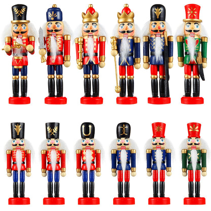 Aoriher 12 Pcs Christmas Nutcracker Ornament Small Wooden Soldier Hanging Decorations Nutcracker Figure Ornament for Christmas Tree Figure Decoration Gift