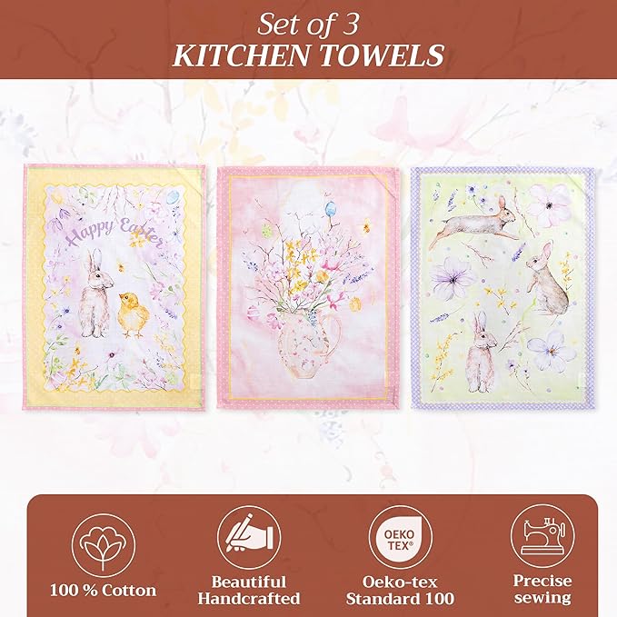 Maison d' Hermine Kitchen Towels Set of 3 100% Cotton 27.50" x 20" Reusable