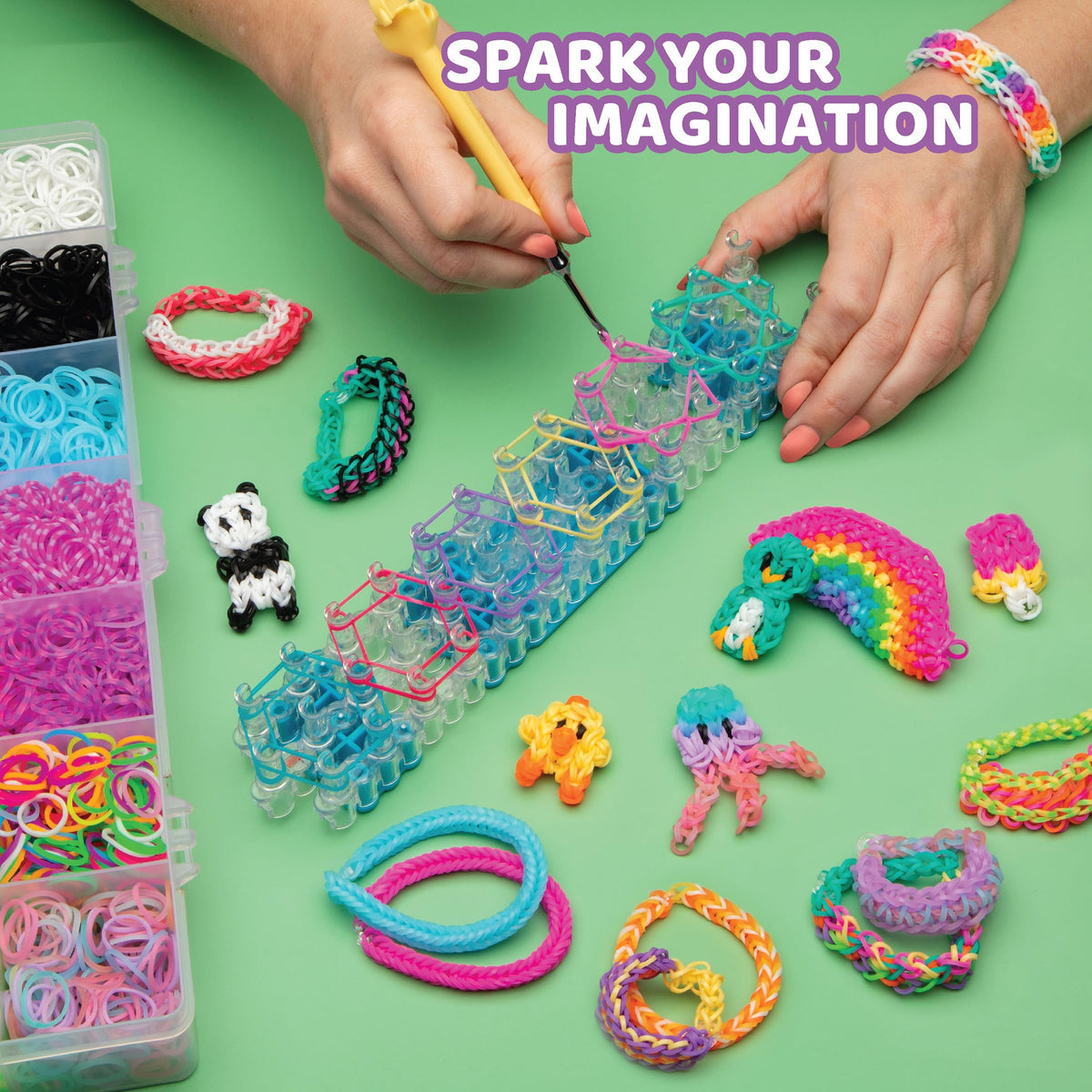 Rainbow Loom MEGA Combo Set, Features 7000+ Colorful Rubber Bands, 2 Step-by-Step Bracelet Instructions, Organizer Case, Great Gift for Kids 7+ DIY Craft, STEAM
