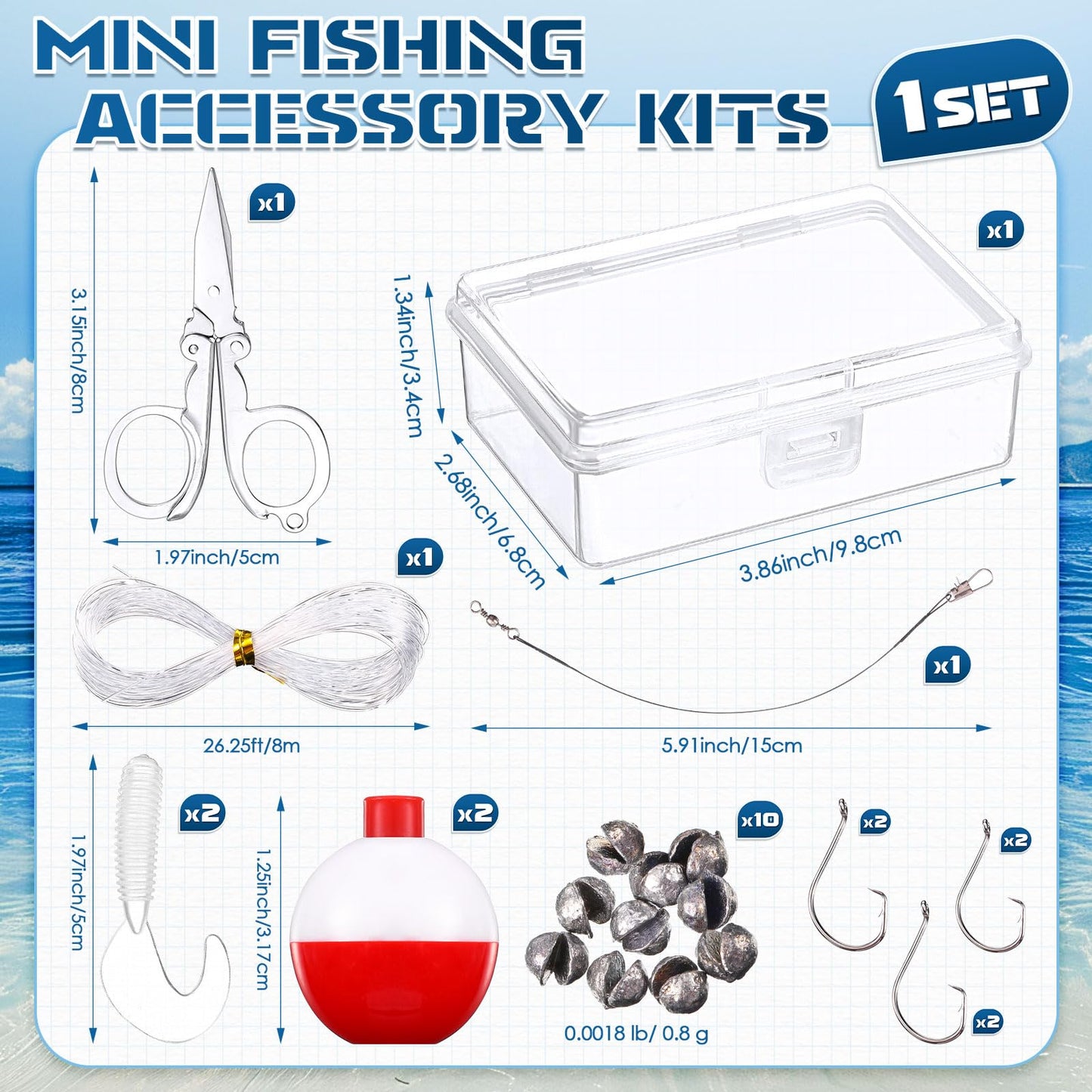 VioraWhite 4 Sets Mini Fishing Kits Bulk Emergency Survival Fishing Kits Fishing Tackle Box with Tackle Included Small Fishing Accessories Kit for Beginner Gifts Summer Outdoor Compact Fishing