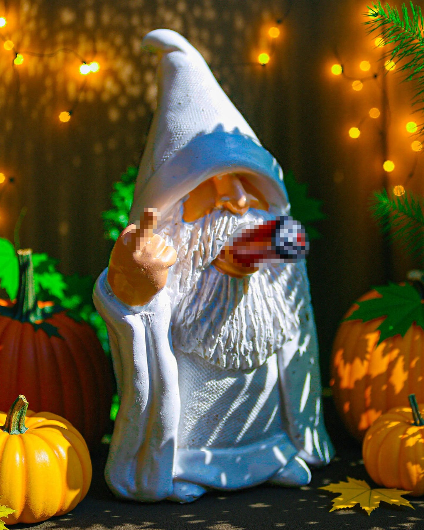 Leverse Middle Finger Decor Statue, 5.9in Smoking Wizard Dwarf- Funny Garden Gnomes Outdoor Decorations for Lawn Patio Yard Home Decor Easter Halloween
