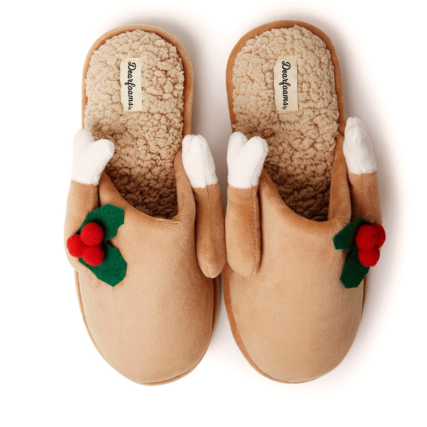 Dearfoams Unisex Women's Funny Ugly Christmas Sweater Reindeer Holiday Scuff Slipper, Men's Turkey, Large
