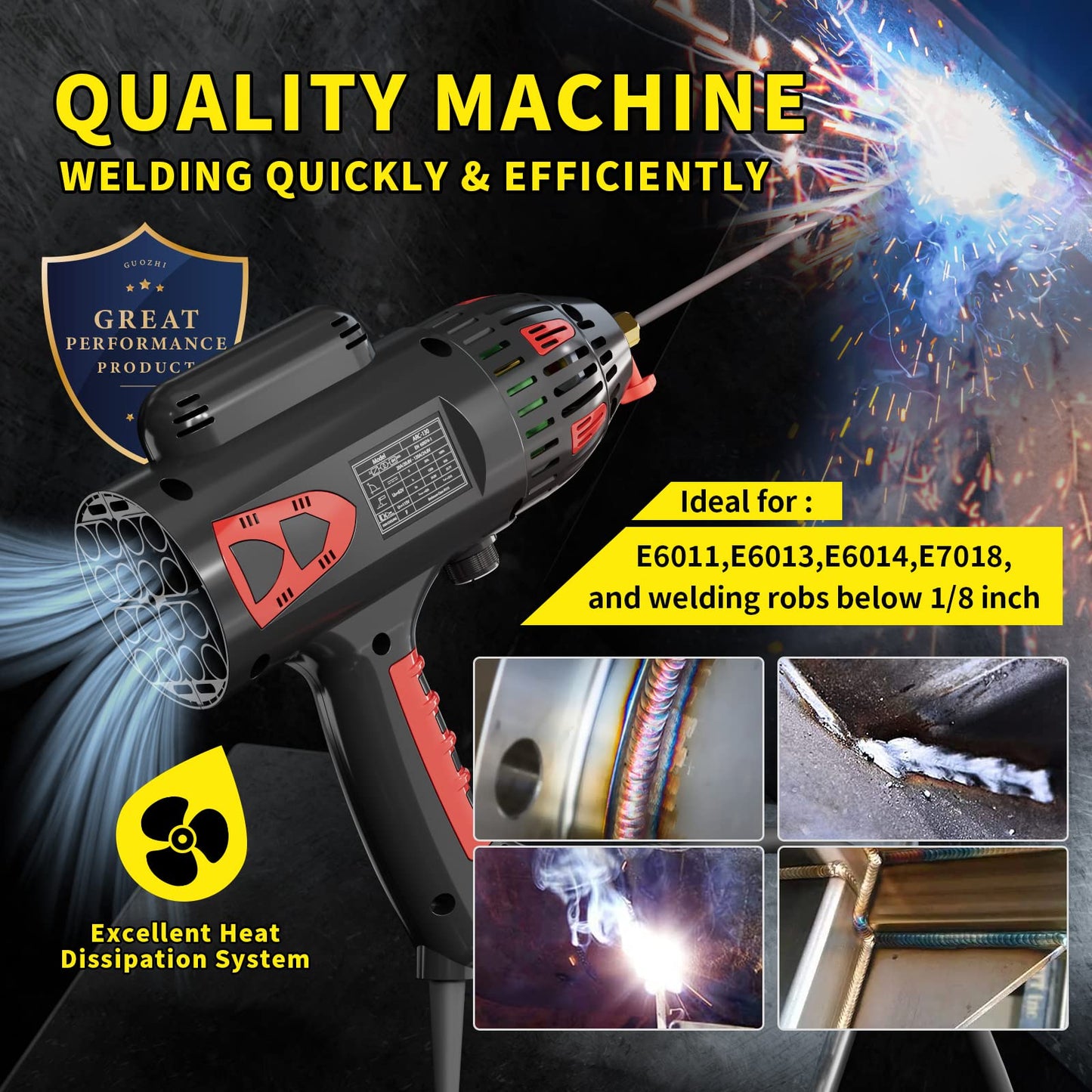 GZ GUOZHI Portable Welding Machine, 110V 130Amp Portable Welders, ARC Welder Gun HandHeld Laser Welding Machine, Digital Display IGBT Inverter with Welding Tool Set and Toolbox