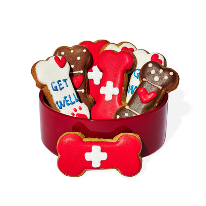 Thoughtfully Pets, Get Well Dog Cookies Gift Set, Crunchy Dog Treats Includes Colorfully Hand Decorated Get Well Themed Biscuits to Brighten Their Day, Set of 8
