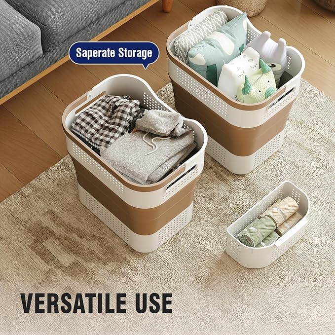 TECHMILLY Collapsible Plastic Laundry Basket Hamper