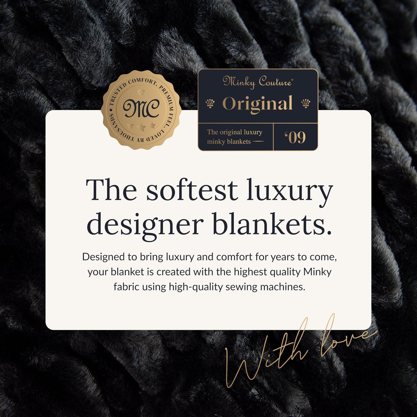 Minky Couture Hugs Blanket - Extra Plush Blanket for Premium Gifting - Stretchy Bubbled Cozy Throw - Silky Smooth - Durable & Machine-Washable - Travel-Friendly - Monster, Black