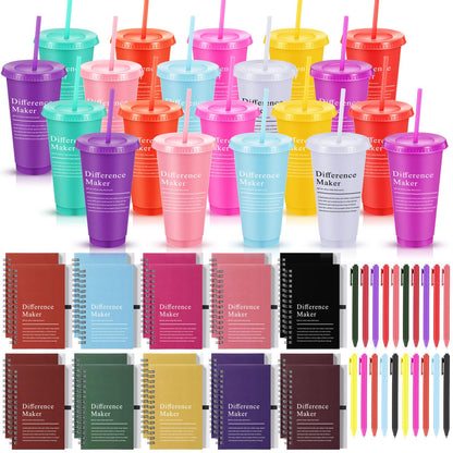 Marspark 20 Sets Difference Maker Gifts for Women Men, Employee Appreciation Gifts Bulk Inspirational Thank You Cup Motivational Notebooks with Pen for Team Teacher Coworker Office (Colorful)