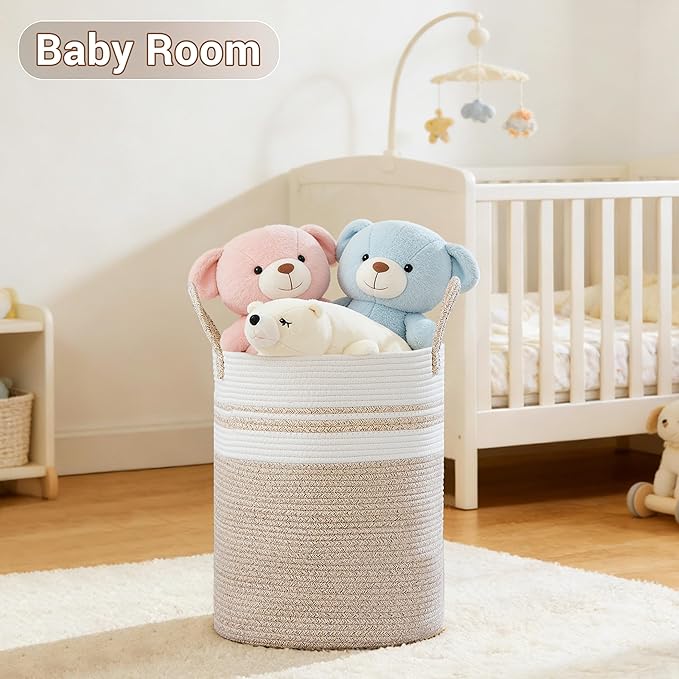 Tall Laundry Basket with Handles, 88L Portable Dirty Clothes Hamper, Boho