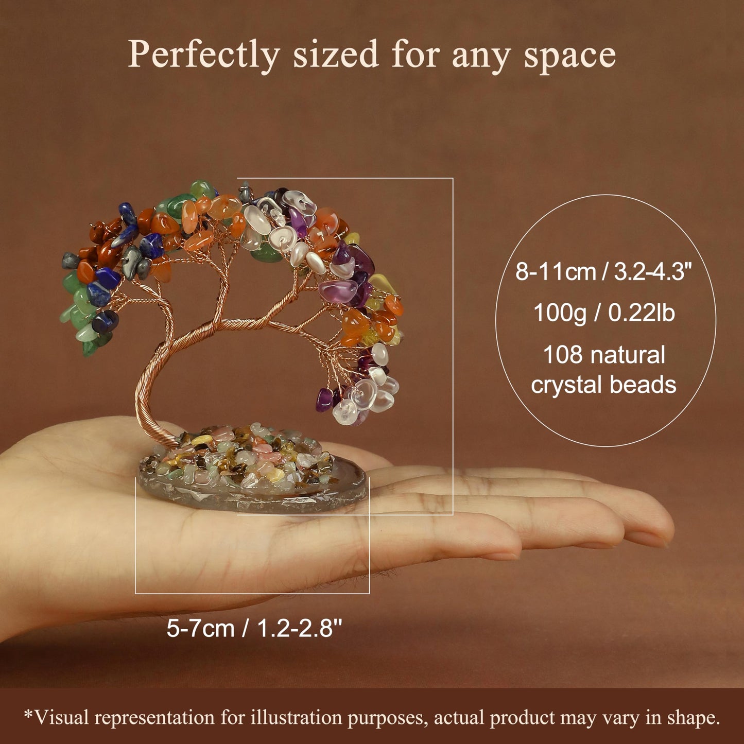 Magic and Miracles 7 Chakra Crystal Tree of Life Crystals and Healing Stones Gemstone Bonsai Trees for Home & Office Décor Feng Shui Money Tree House Warming Gifts, Good Luck & Spiritual for Women