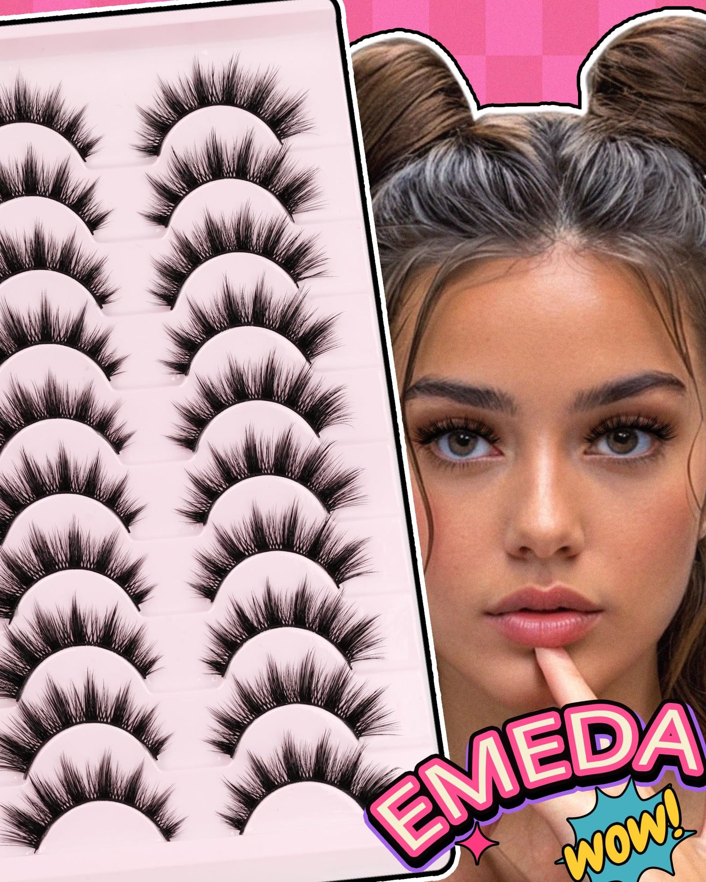 Manga Lashes Spiky False Eyelashes - Wispy Anime False Eyelashes Natural Look 10 Pairs Cotton Band Fake Lashes Cosplay Asian D Curl Strip Lashes by EMEDA(13mm #03)