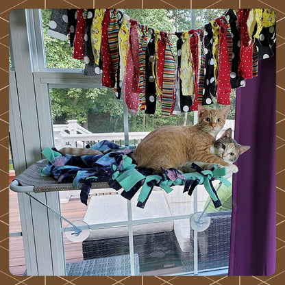 LSAIFATER All Around 360° Sunbath and Lower Support Safety Iron Cat Window Perch, Cat Hammock Window Seat for Any Cats (L, Brown)