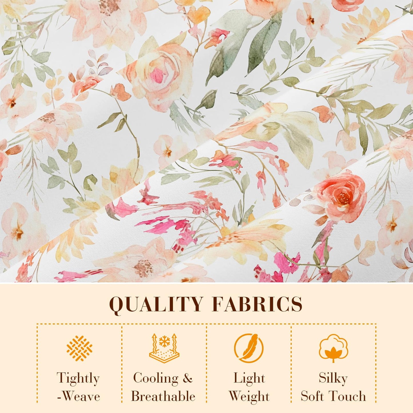 YIYEA Floral Sheets King Size, Premium Double Brushed Microfiber Bed Sheet Set for All Season, Soft Breathable, 16" Deep Pocket, Shrinkage and Fade Resistant, 4PC, King
