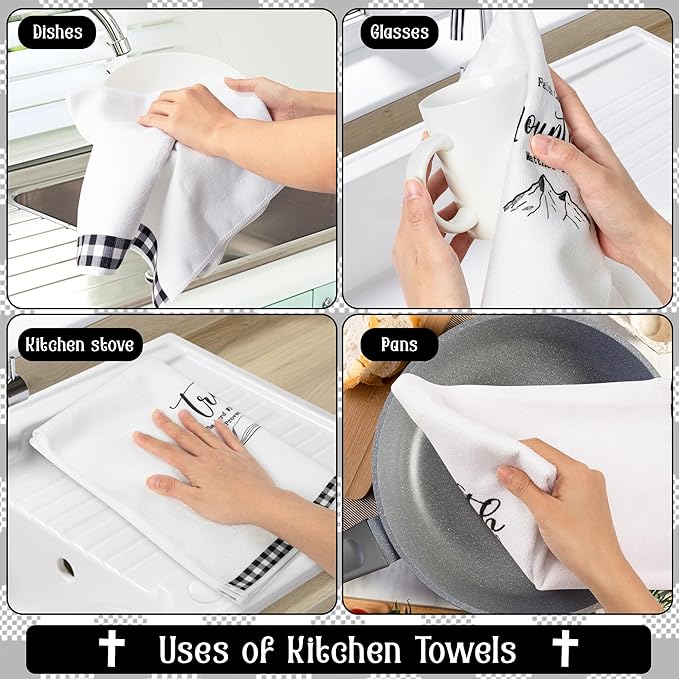 R HORSE Religious Christian Kitchen Dish Towel 5Pcs Bible Verse Scripture