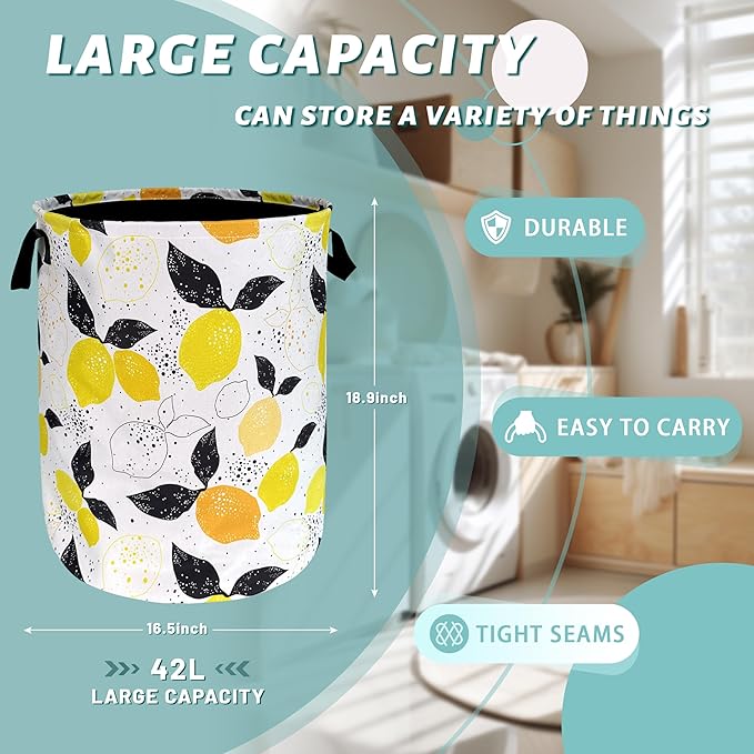 Lemons Laundry Hamper Boho Tropical Fruit Colorful Laundry Basket