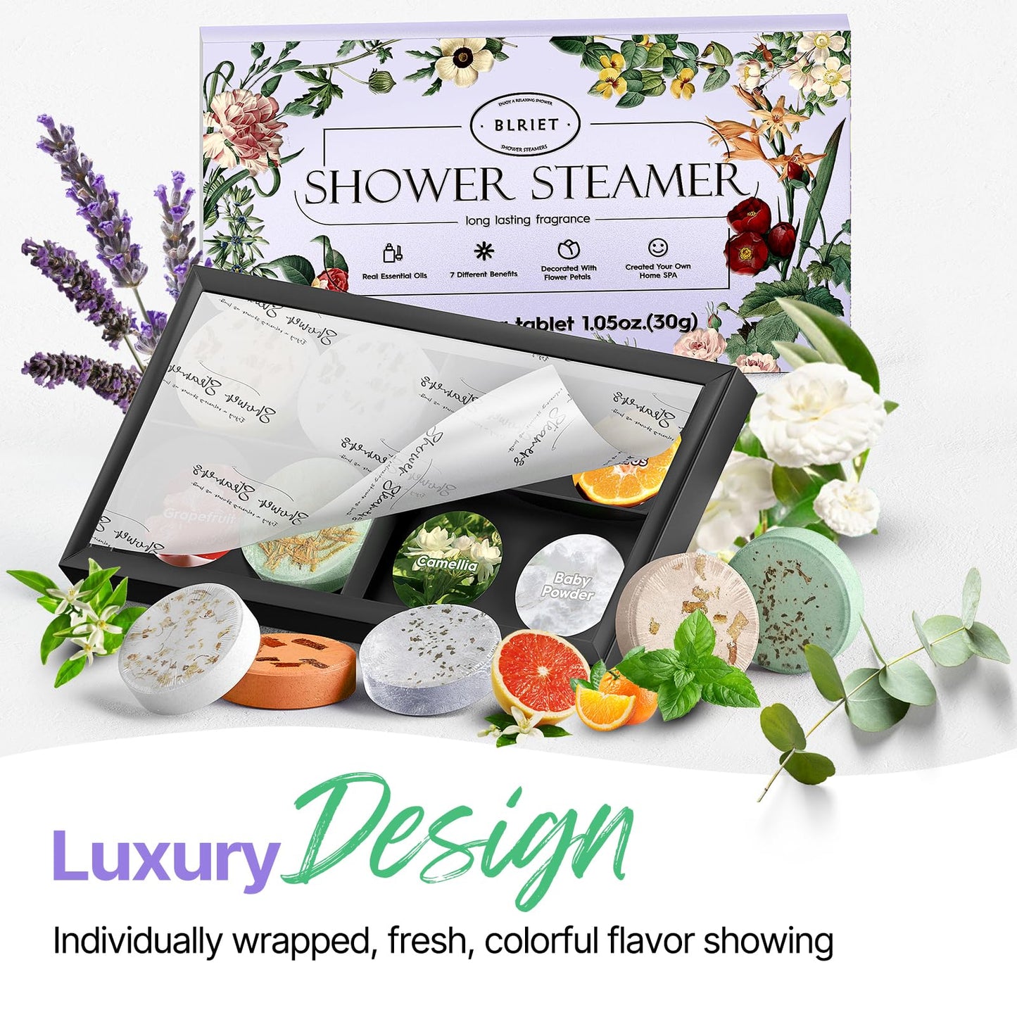 Shower Steamers Aromatherapy Blriet, Gifts for Women, Teen Girls, Wife, Her, Mom, Valentines Day Gifts Birthday Galentines Decoration Travel Essentials Self Care Home Spa Relaxation - 8 Pack