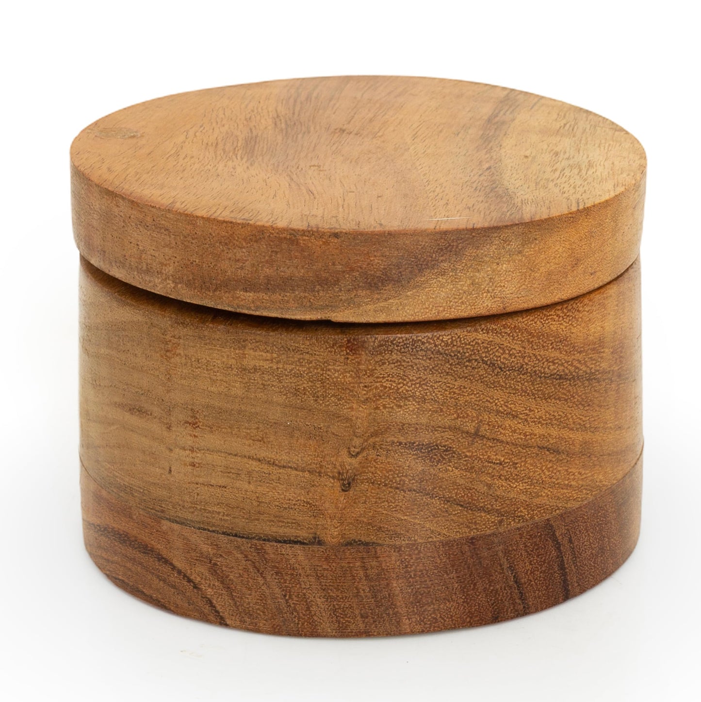 Acacia Wood Salt Cellar & Pepper Bowl With Magnetic Swivel Lid, Spice Storage Box, Wooden Table & Gourmet Salt Jar Keeper For Kitchen Counter, Herb & Seasoning Container Holder, 4 Inch Natural Rustic