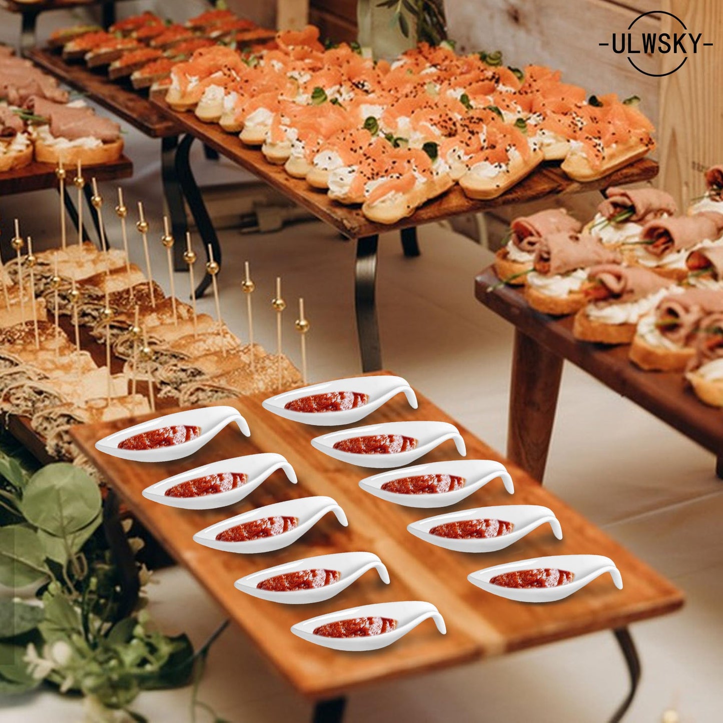 6Pack Porcelain Tasting Spoons,Caviar Bowl,5inch V Shaped Spout Dipping Bowls,Multifunctional Sample Spoons with Handle,for Weddings Party Restaurant Caviar Appetizer Ketchup Sauce