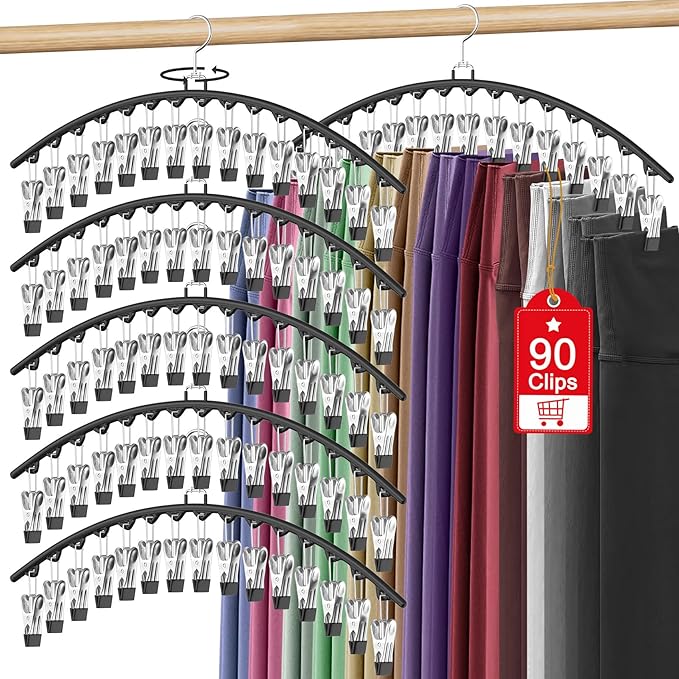 6 Pack Legging Organizer for Closet Hanging, Pants Hangers