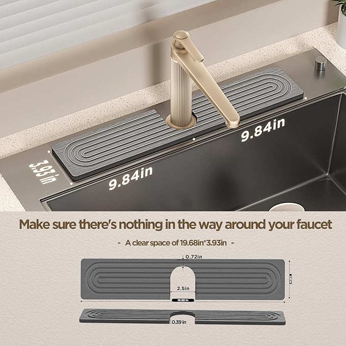 Faucet Mat for Kitchen Sink, Diatomite Stone Drying Sink Protectors, Bathroom