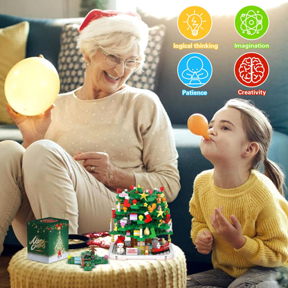 Advent Calendar 2025 Christmas Tree Building Toy Set with LED light, Christmas Countdown Calendar, 24 Days Building Block for Kids Adult Creative Gifts for Adults Teens Girls Ages 8+