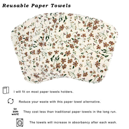 PINOWU Reusable Paper Towels Cotton Cloths (12pcs), Absorbent Kitchen Dishcloths (25x25cm) Washable Paperless Towels Zero Waste Alternative Napkins for Kitchen Household