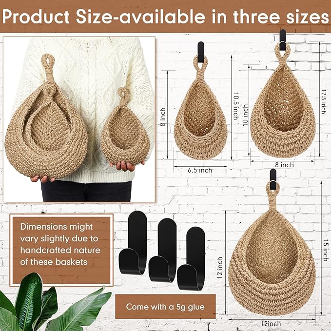Honeydak Boho Decor Hanging Wall Baskets