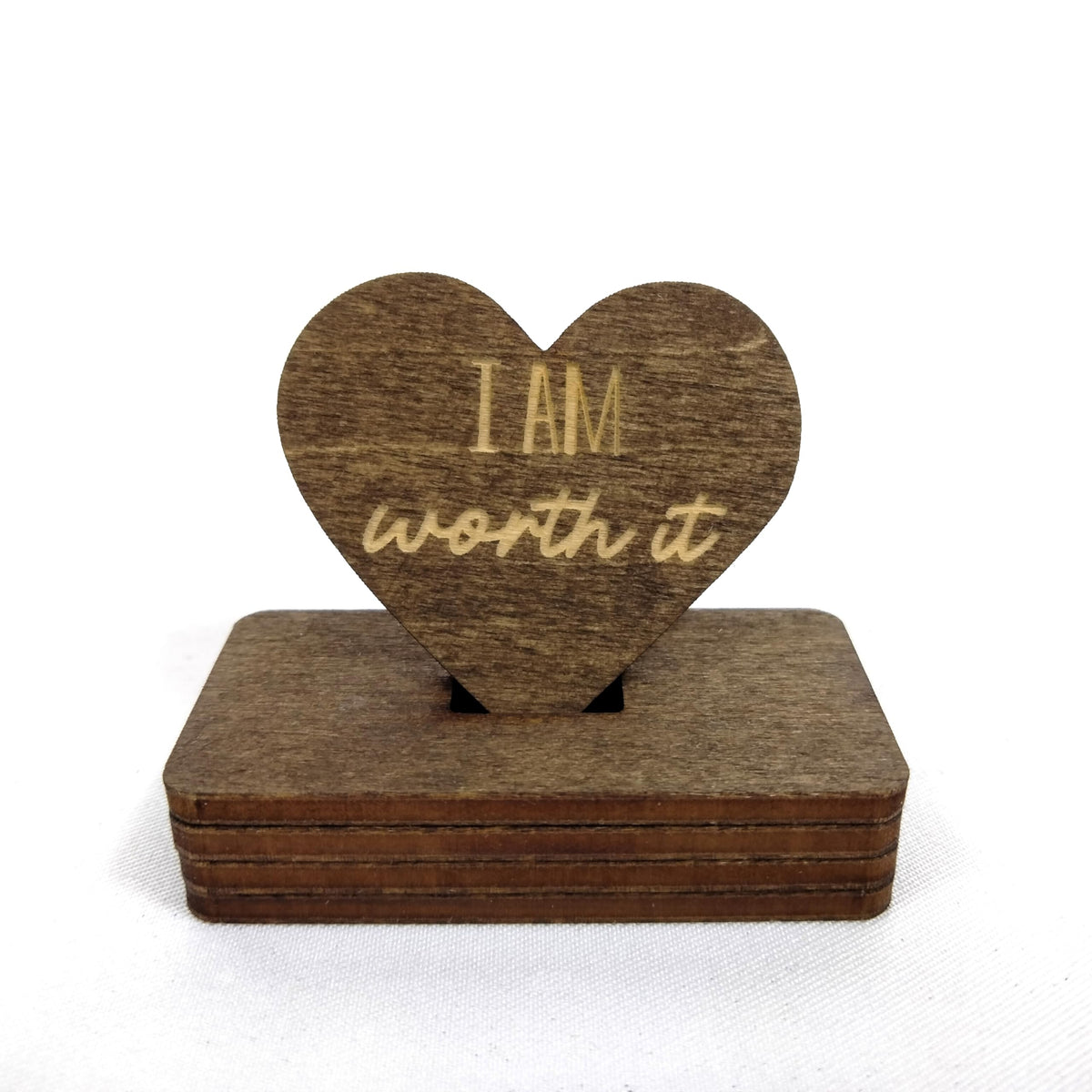 Sunny Lark Positive Affirmation Wood Cutouts | 72 Unique Laser Engraved Wood Hearts with Positive Affirmation Messages | Includes Desktop Affirmation Holder | Daily Motivational Gift