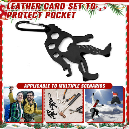 Cholemy 12 Pcs Credit Card Tool Novelty Stocking Stuffer Wallet Multitool Edc Gadget Friendship Bigfoot Sasquatch Elephant Gift Small Hand Carabiners Tool for Father Day Men Birthday(Ape-man,Black)