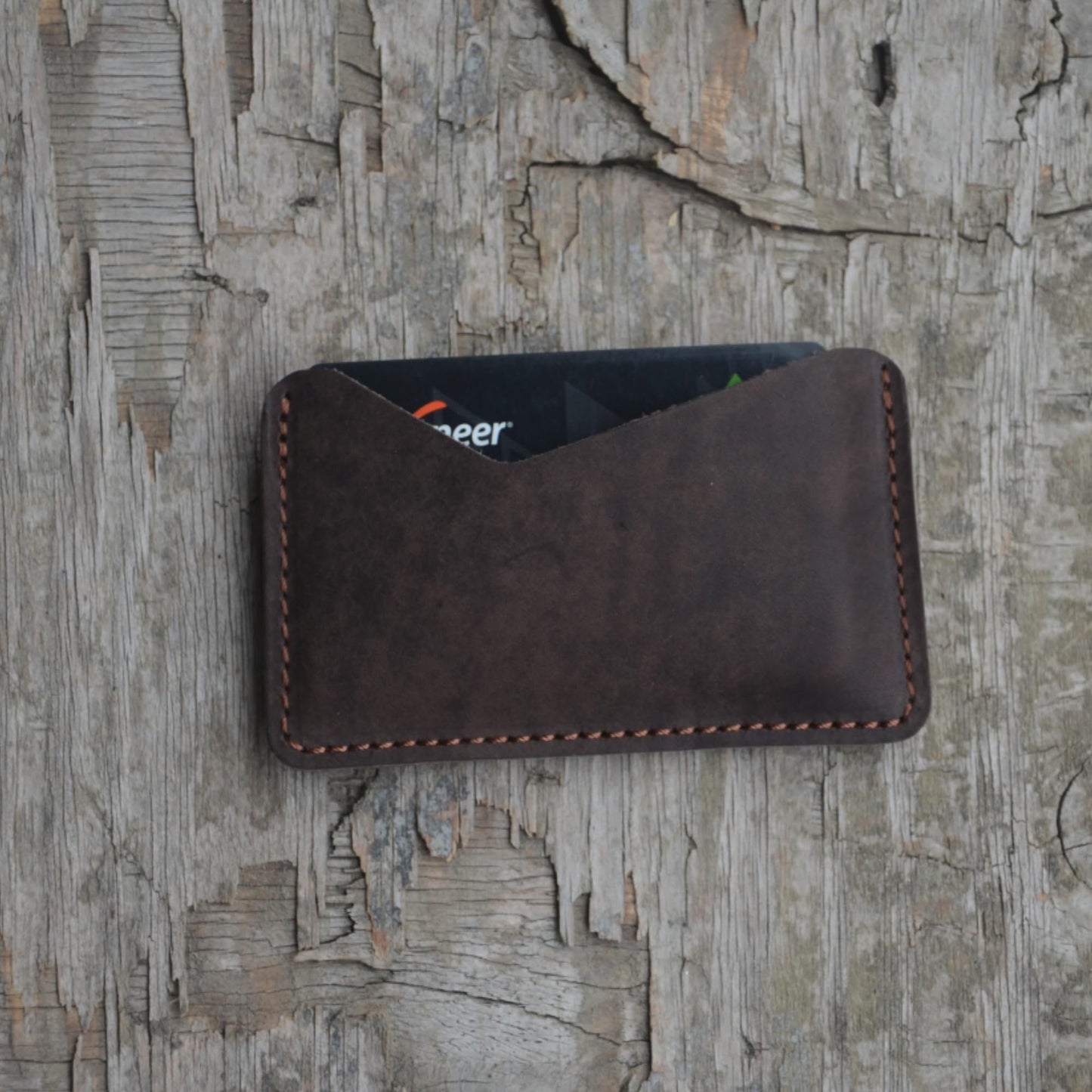 JJNUSA Handmade Leather Business Card Case Holder for Men & Women Minimalist Leather Wallet Card Holder Distressed Gifts (Coffee)