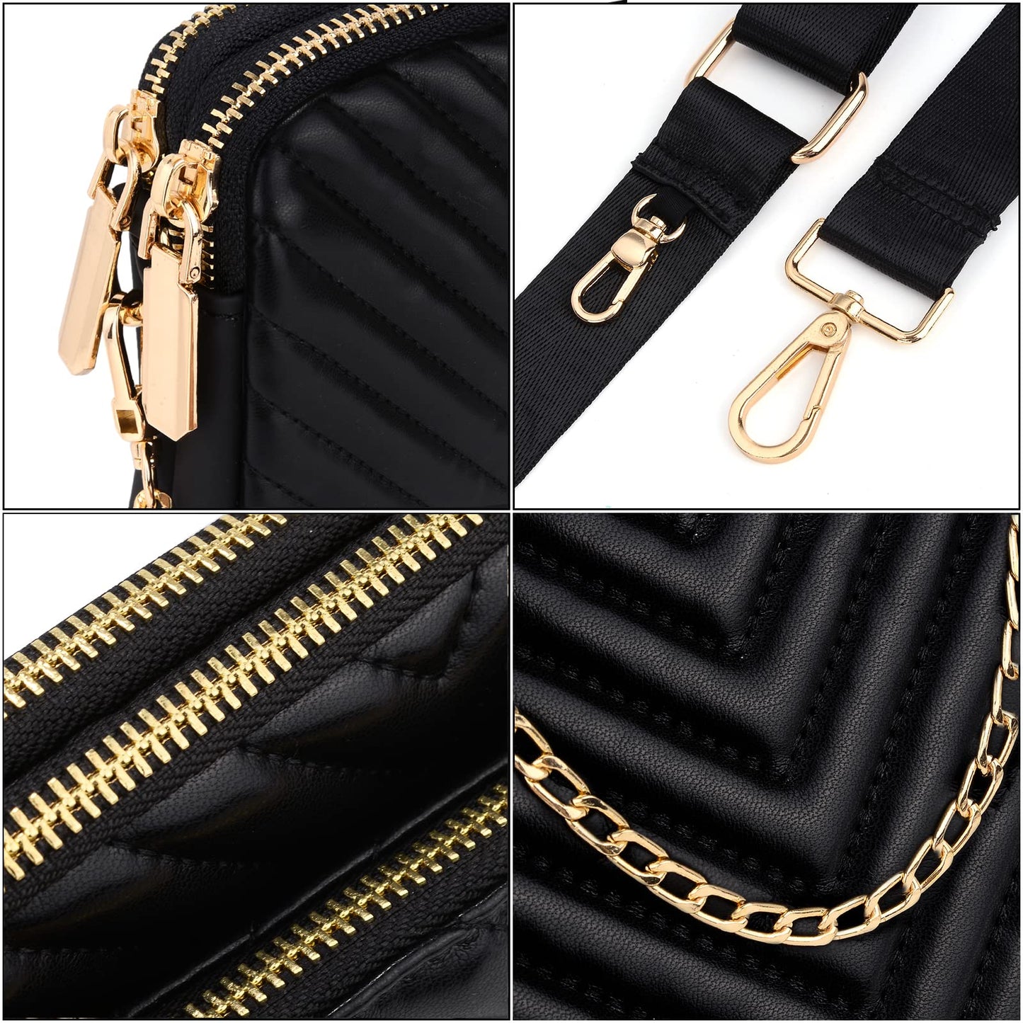UTO Small Crossbody Bags for Women 3 in 1 Trendy Belt Purse Fashion Designer Mini Cute Sling Fanny Chest Pack