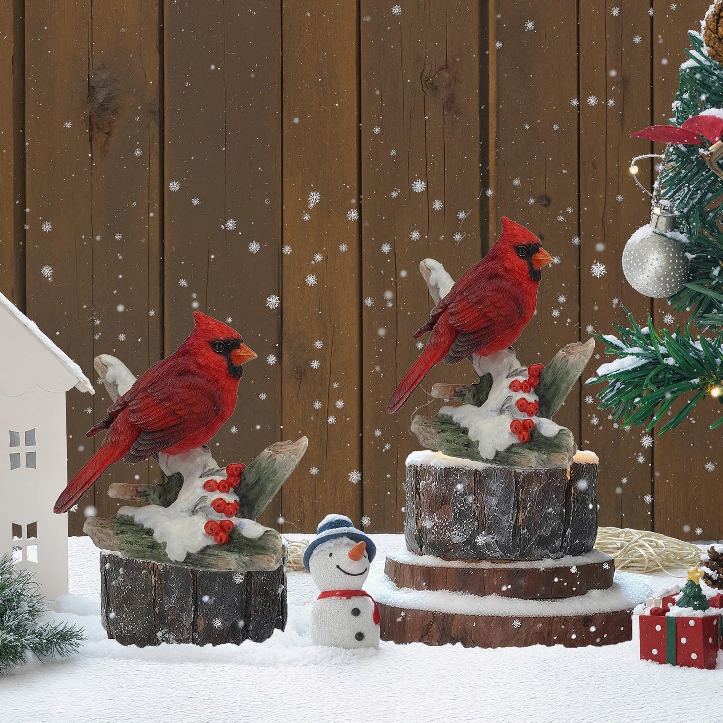 YABINA 4.25 Inch Cardinal Bird on Snowy Branch Decorative Figurine, Red (Cardinal Bird on Snowy)