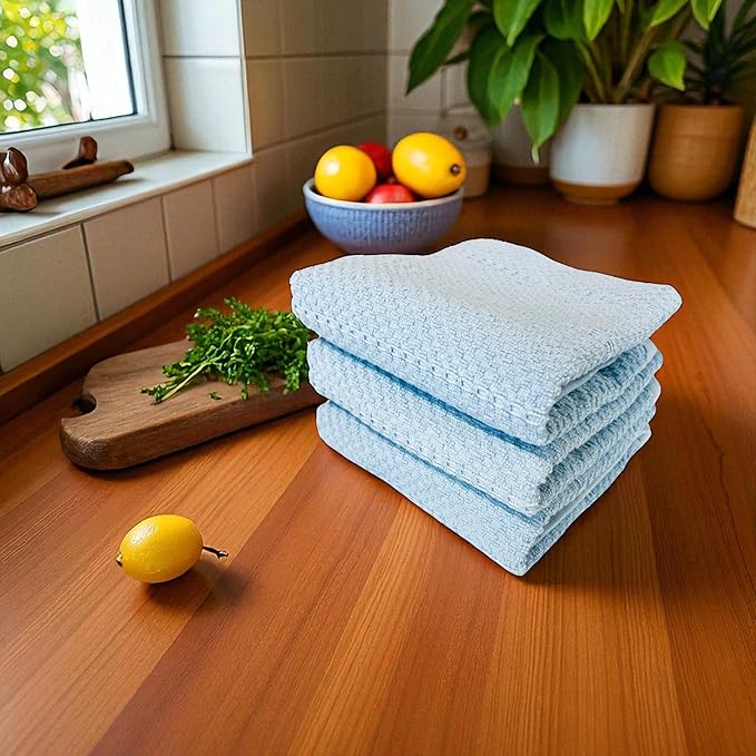 Serafina Home Coastal Sky Light Blue Kitchen Hand Dish Towels: Oversized 28" x