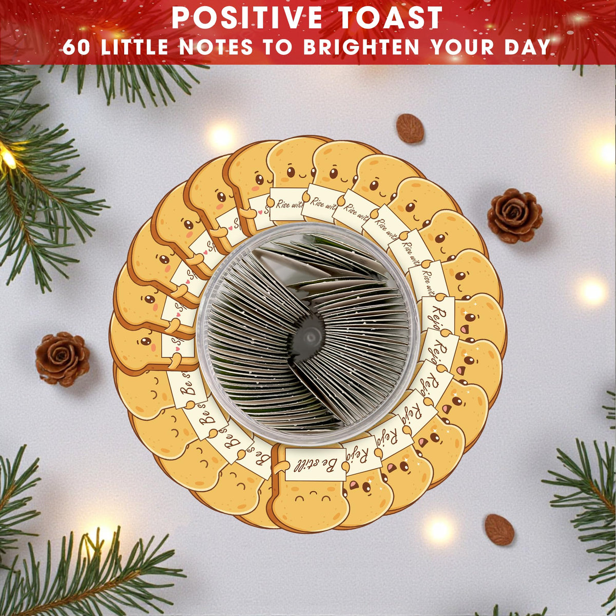 Positive Toast Scripture Jar - 60 Daily Bible Blessings, Christian Encouragement Cards, Faith Gift for Women, Teens, Kids & Coworkers