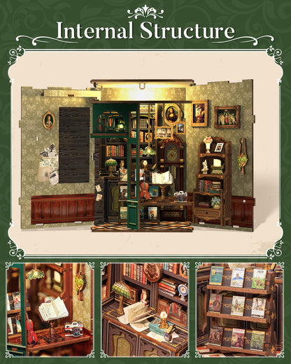 Cutefun Book Nook - 3D Wooden Puzzles for Adults, 139pcs, DIY Miniature House Kit Bookshelf Decor Nook Puzzle Tiny House Gifts for Women Teenagers Book Lovers (OWL Bookstore）